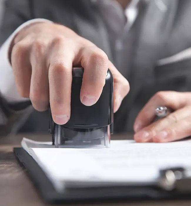 stamping the visa application form